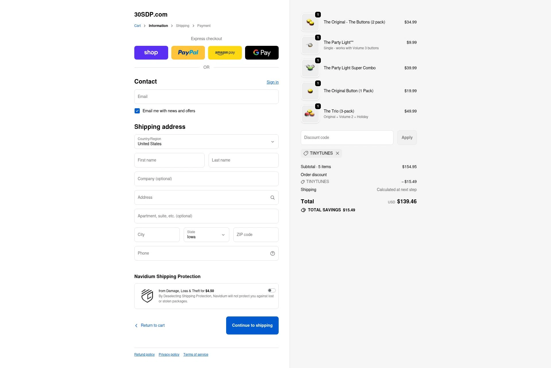 30 Second Dance Party checkout page showing 30 Second Dance Party promo code box | Screenshot taken by SimplyCodes community member on Jan 11, 2026