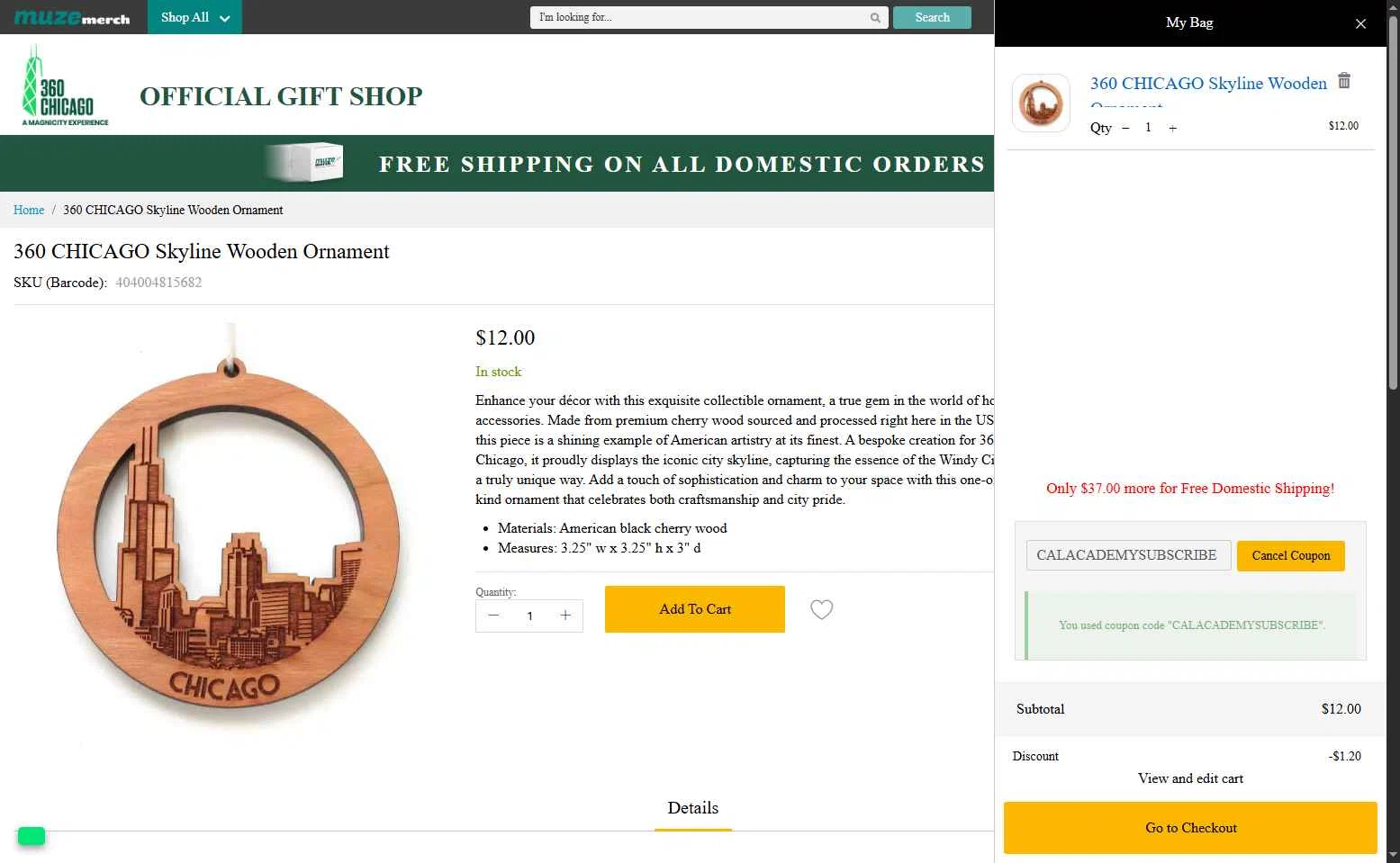 360 CHICAGO checkout page showing 360 CHICAGO promo code box | Screenshot taken by SimplyCodes community member on Jul 7, 2025