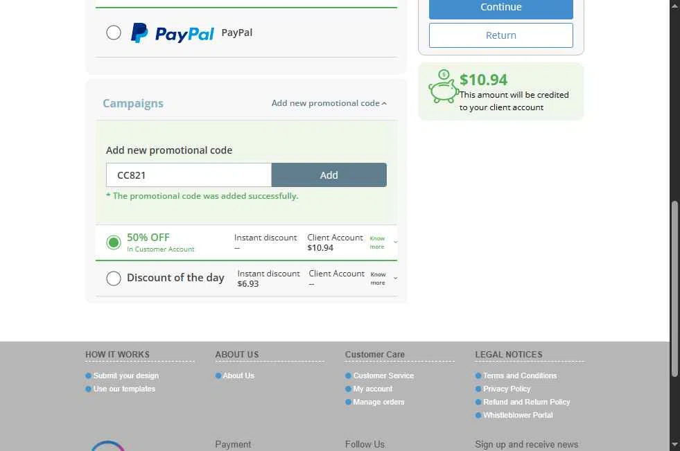 360onlineprint checkout page showing 360onlineprint coupon code box | Screenshot taken by SimplyCodes community member on Sep 3, 2025