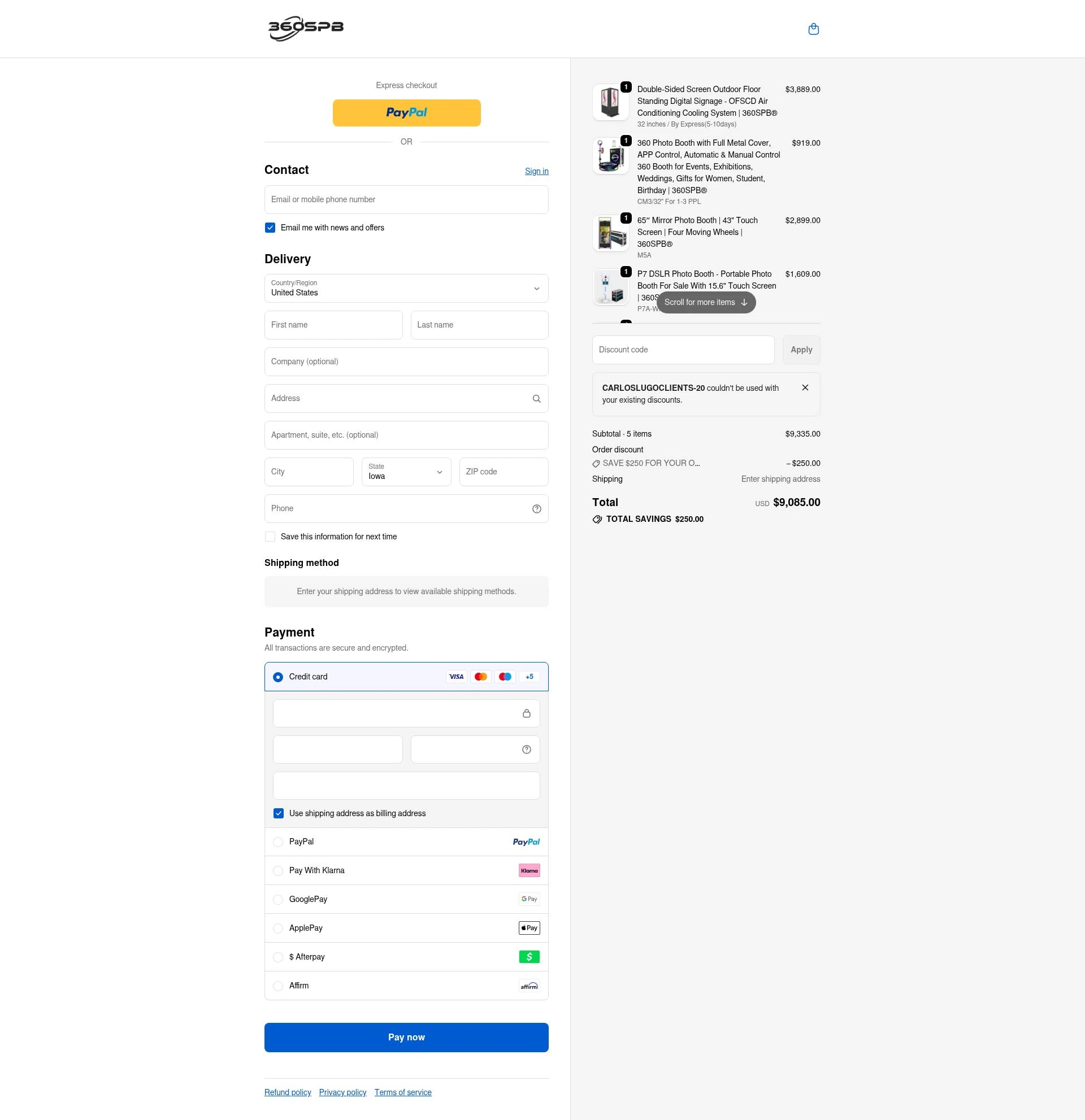 360SPB checkout page showing 360SPB promo code box | Screenshot taken by SimplyCodes community member on Feb 9, 2026