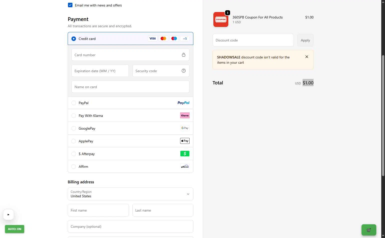 360SPB checkout page showing 360SPB promo code box | Screenshot taken by SimplyCodes community member on Jan 27, 2026