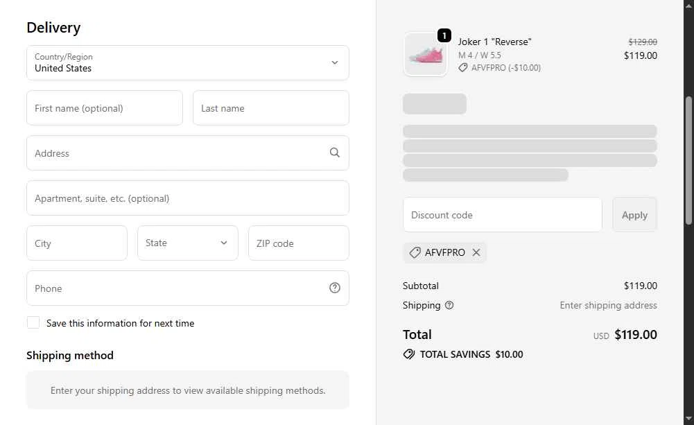 361 Sport checkout page showing 361 Sport discount code box | Screenshot taken by SimplyCodes community member on Feb 2, 2026