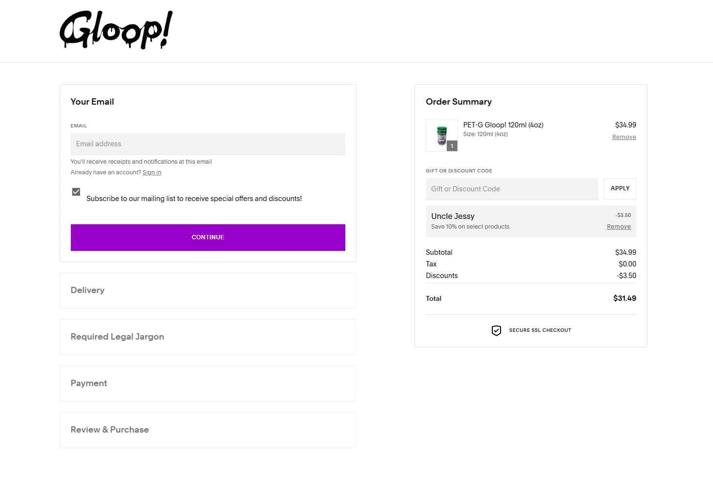 3D Gloop! checkout page showing 3D Gloop! discount code box | Screenshot taken by SimplyCodes community member on Jan 18, 2026