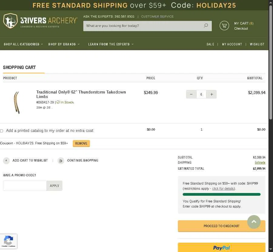 3Rivers Archery checkout page showing 3Rivers Archery promo code box | Screenshot taken by SimplyCodes community member on Nov 18, 2025