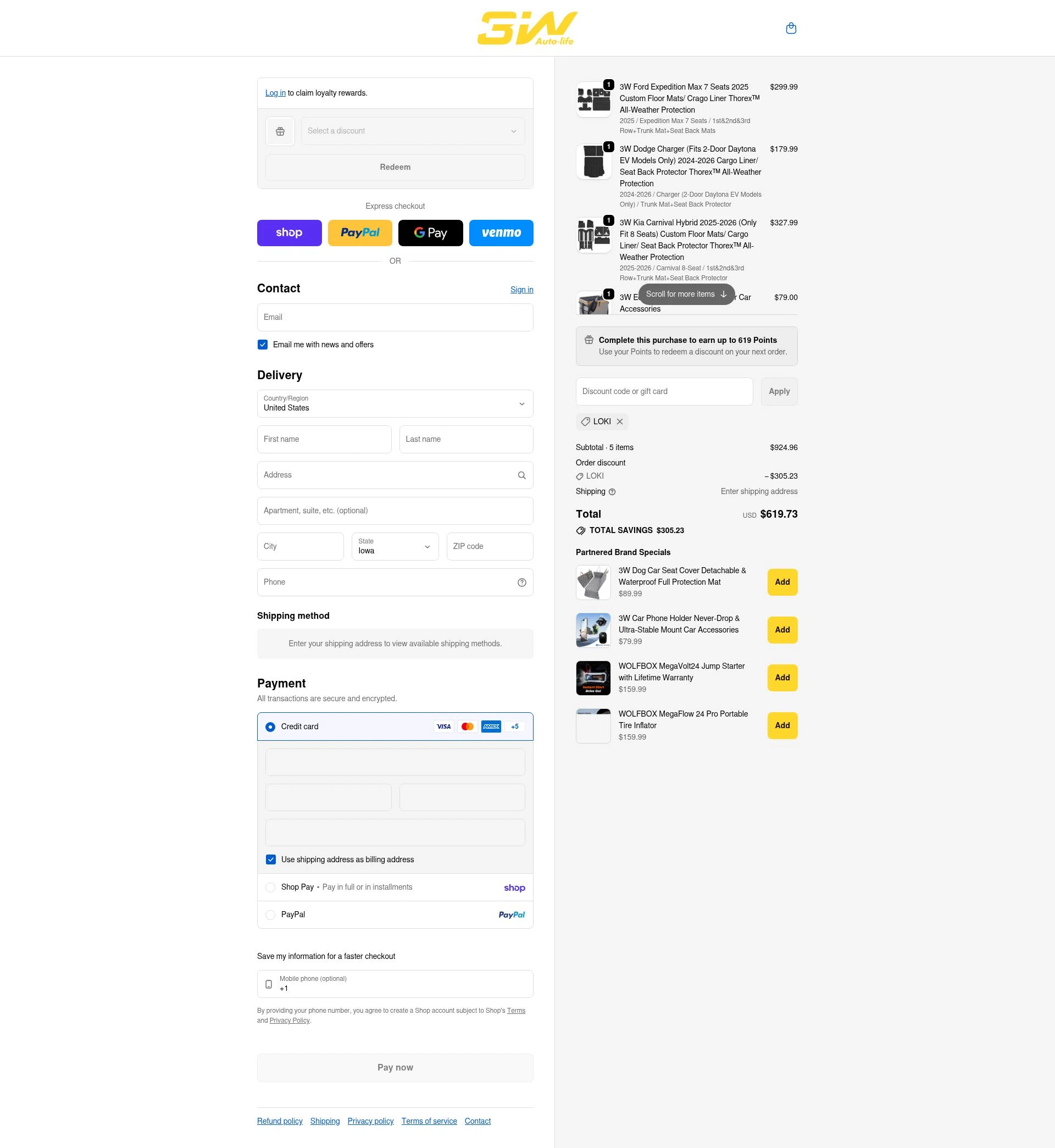 3W Auto-Life checkout page showing 3W Auto-Life promo code box | Screenshot taken by SimplyCodes community member on Feb 10, 2026