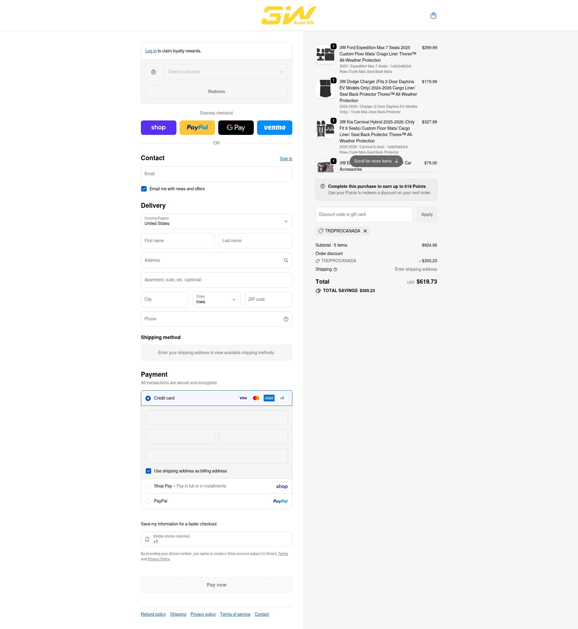 3W Auto-Life checkout page showing 3W Auto-Life promo code box | Screenshot taken by SimplyCodes community member on Feb 10, 2026
