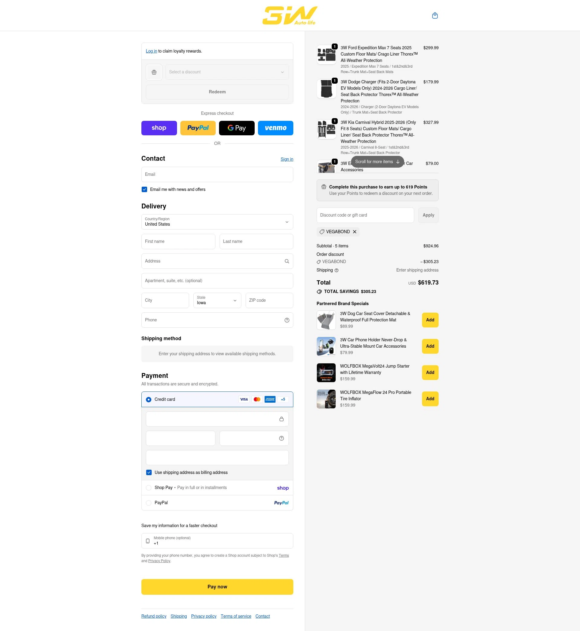 3W Auto-Life checkout page showing 3W Auto-Life promo code box | Screenshot taken by SimplyCodes community member on Feb 10, 2026
