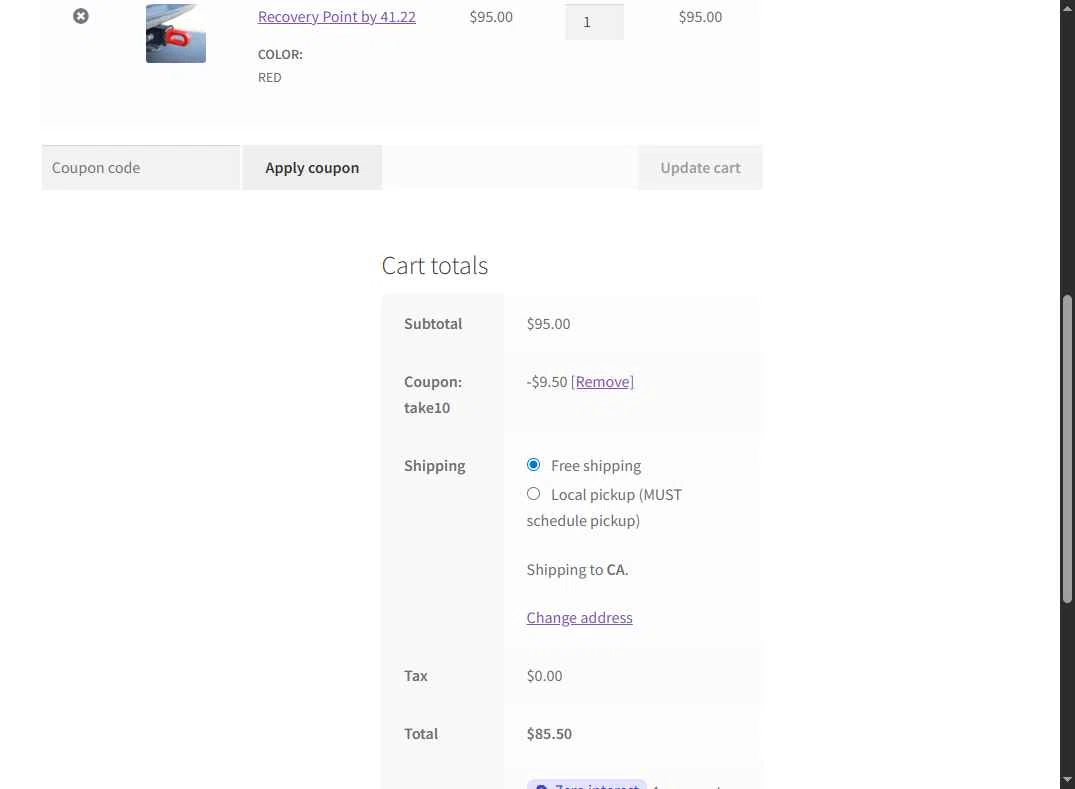 41.22 Inc. checkout page showing 41.22 Inc. promo code box | Screenshot taken by SimplyCodes community member on Nov 22, 2025