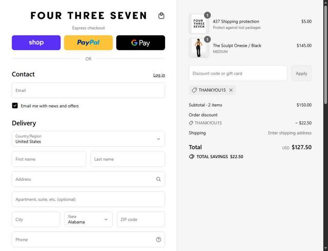 437 checkout page showing 437 discount code box | Screenshot taken by SimplyCodes community member on Sep 6, 2025