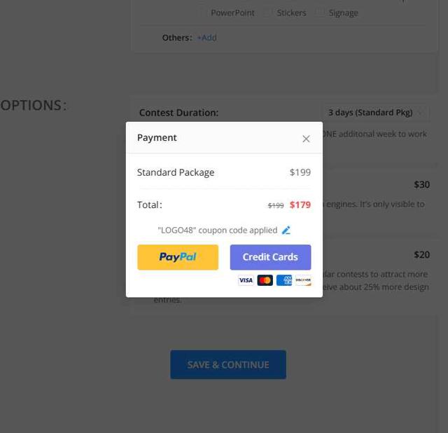 48 Hours Logo checkout page showing 48 Hours Logo promo code box | Screenshot taken by SimplyCodes community member on Jul 15, 2025