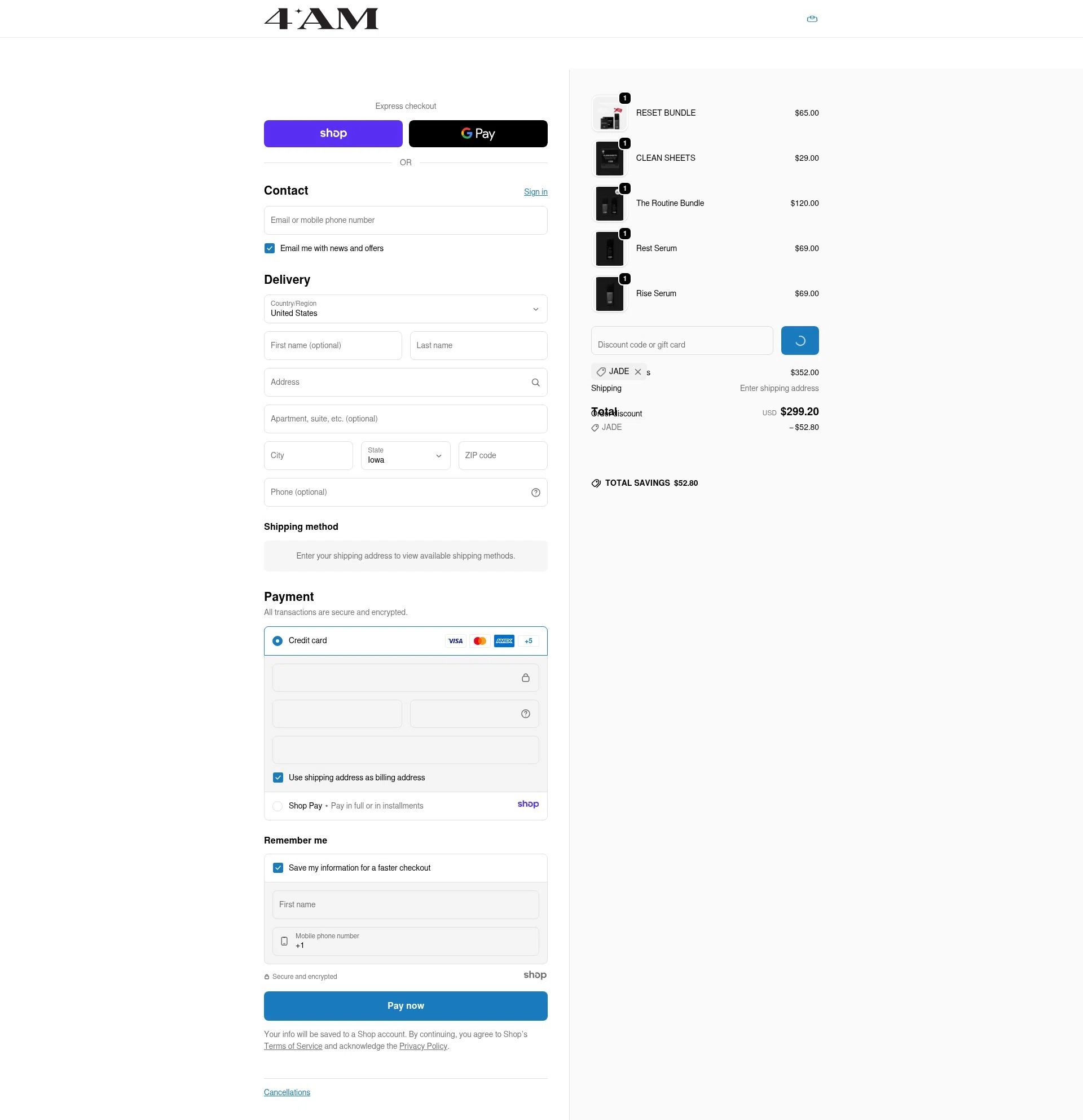 4AM checkout page showing 4AM promo code box | Screenshot taken by SimplyCodes community member on Dec 23, 2025
