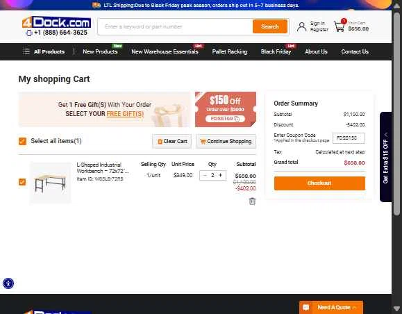 4Dock checkout page showing 4Dock promo code box | Screenshot taken by SimplyCodes community member on Dec 2, 2025