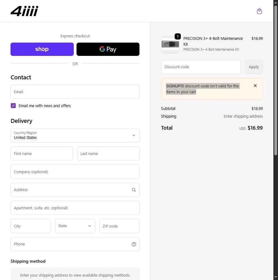 4iiii checkout page showing 4iiii discount code box | Screenshot taken by SimplyCodes community member on Feb 3, 2026