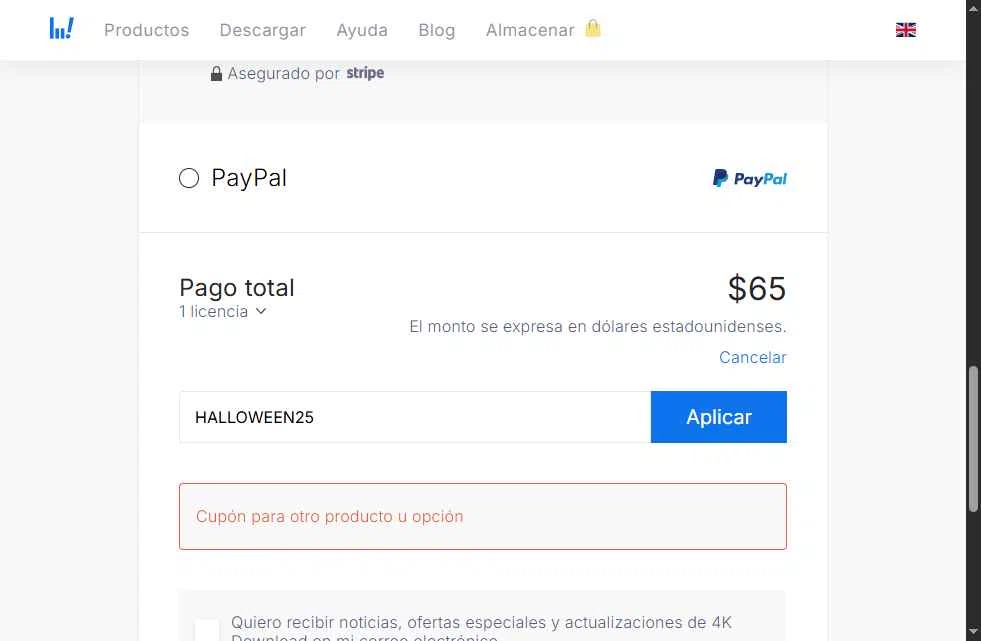 4K Download checkout page showing 4K Download coupon code box | Screenshot taken by SimplyCodes community member on Jan 19, 2026