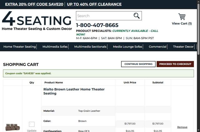 4Seating checkout page showing 4Seating coupon code box | Screenshot taken by SimplyCodes community member on Jun 22, 2025