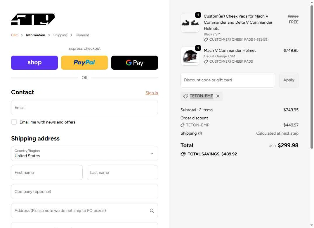 509 checkout page showing 509 discount code box | Screenshot taken by SimplyCodes community member on Feb 2, 2026