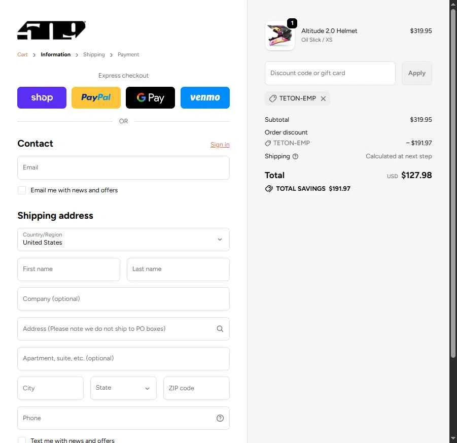 509 checkout page showing 509 discount code box | Screenshot taken by SimplyCodes community member on Feb 11, 2026