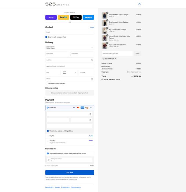 525 America checkout page showing 525 America promo code box | Screenshot taken by SimplyCodes community member on Sep 8, 2025