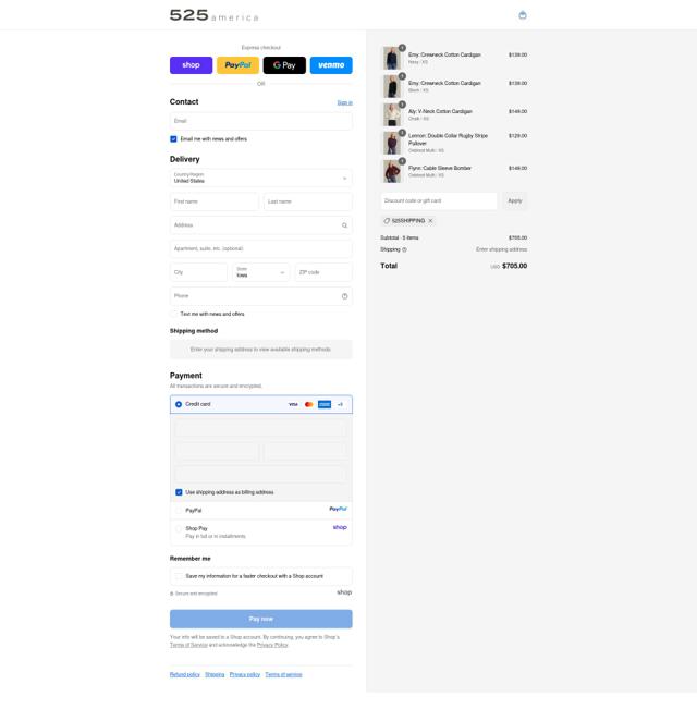 525 America checkout page showing 525 America promo code box | Screenshot taken by SimplyCodes community member on Sep 12, 2025