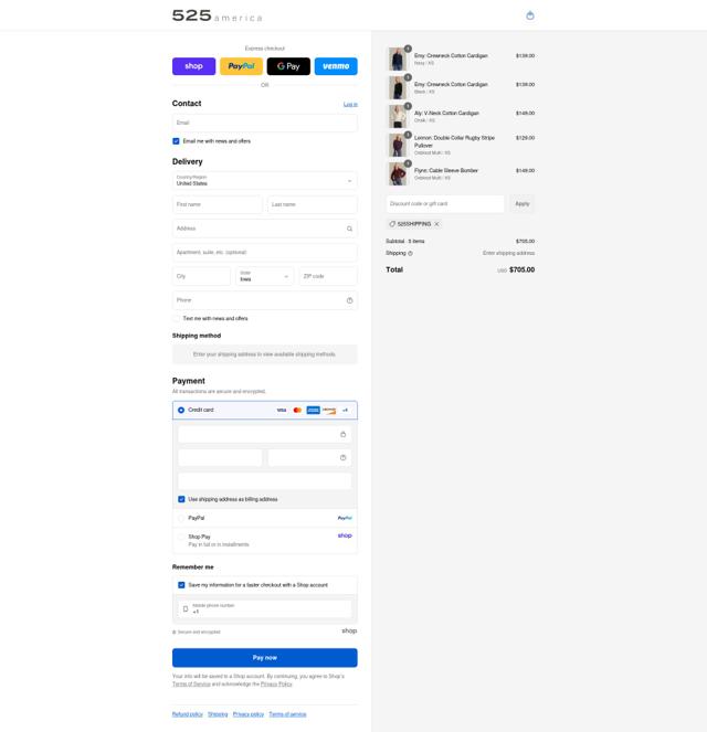 525 America checkout page showing 525 America promo code box | Screenshot taken by SimplyCodes community member on Sep 8, 2025