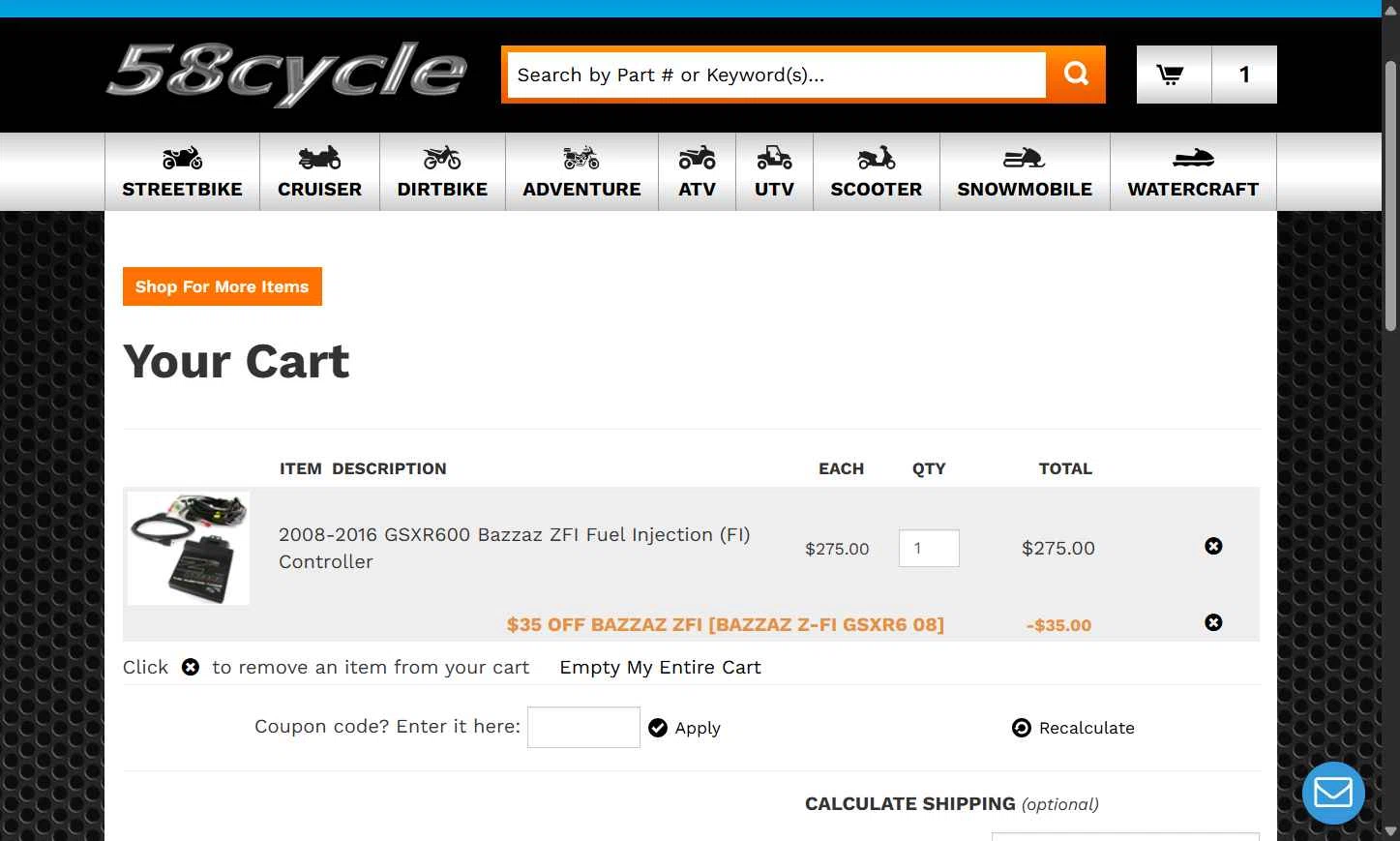 58cycle checkout page showing 58cycle promo code box | Screenshot taken by SimplyCodes community member on Jun 26, 2025