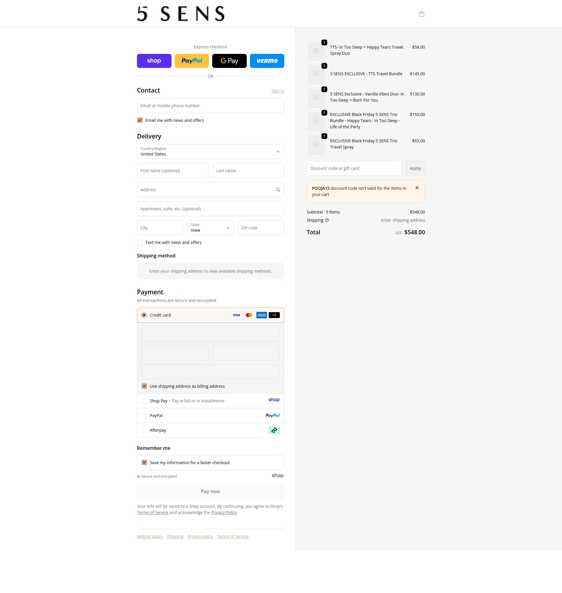 5 SENS checkout page showing 5 SENS promo code box | Screenshot taken by SimplyCodes community member on Jan 8, 2026