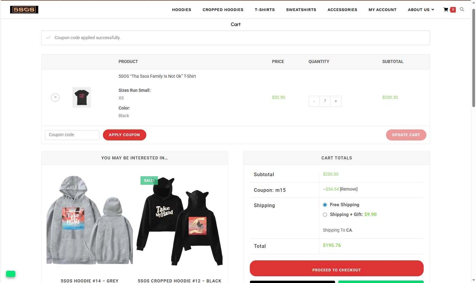 5SOS Merch checkout page showing 5SOS Merch promo code box | Screenshot taken by SimplyCodes community member on Nov 18, 2025