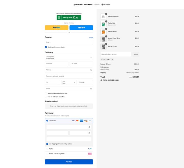 5 Star Nutrition checkout page showing 5 Star Nutrition discount code box | Screenshot taken by SimplyCodes community member on Sep 7, 2025