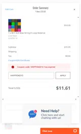 HAPPYDAD10 coupon verification screenshot