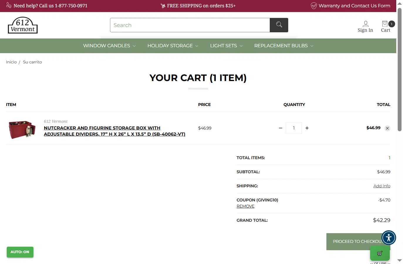 612 Vermont checkout page showing 612 Vermont coupon code box | Screenshot taken by SimplyCodes community member on Nov 26, 2025
