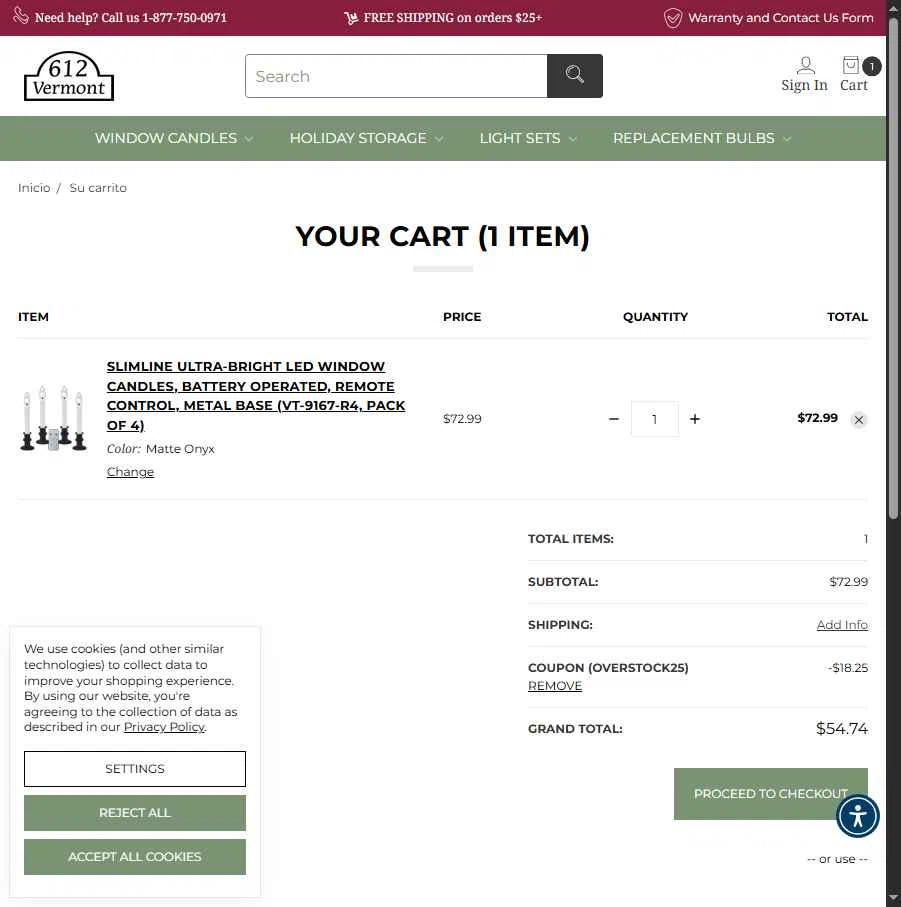 612 Vermont checkout page showing 612 Vermont coupon code box | Screenshot taken by SimplyCodes community member on Dec 5, 2025