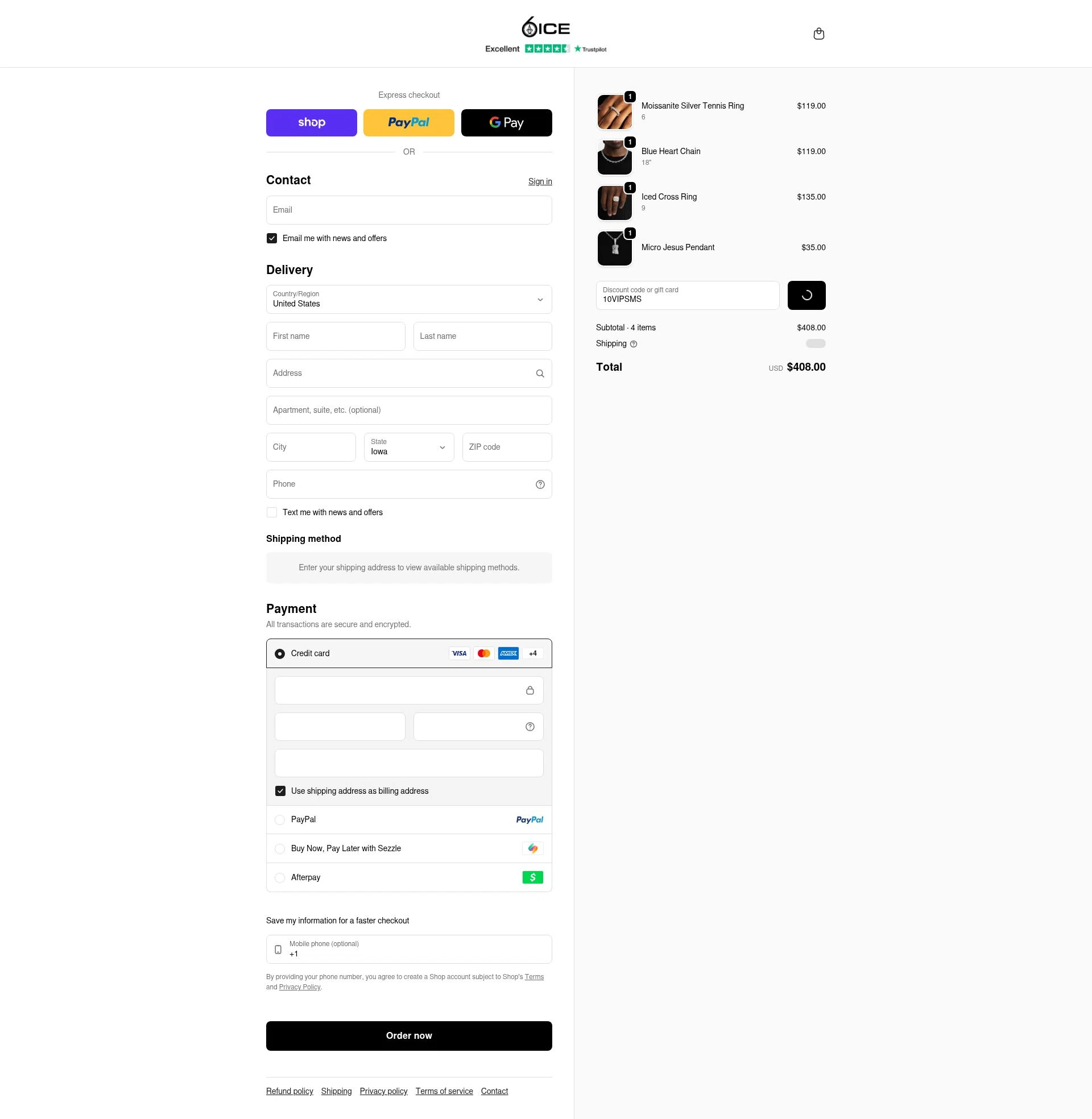 6ix Ice checkout page showing 6ix Ice discount code box | Screenshot taken by SimplyCodes community member on Feb 5, 2026