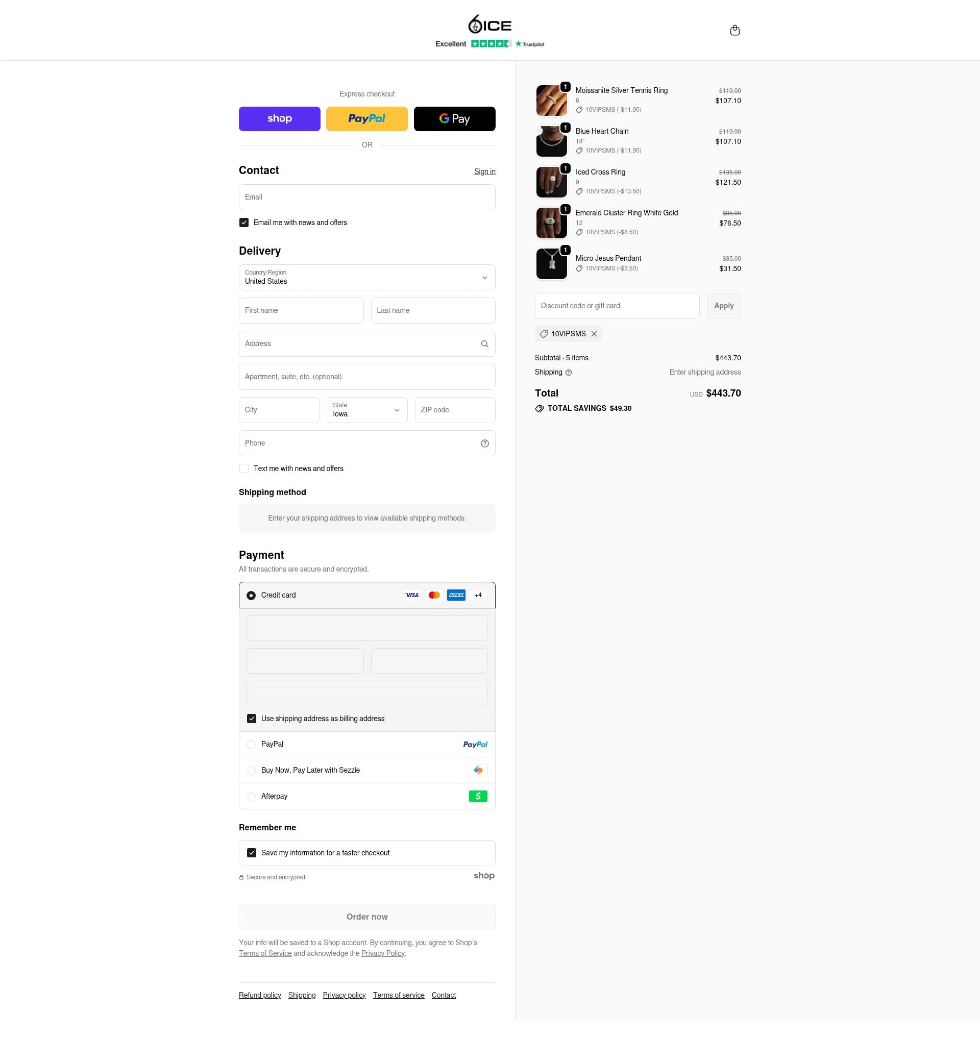 6ix Ice checkout page showing 6ix Ice discount code box | Screenshot taken by SimplyCodes community member on Jan 27, 2026