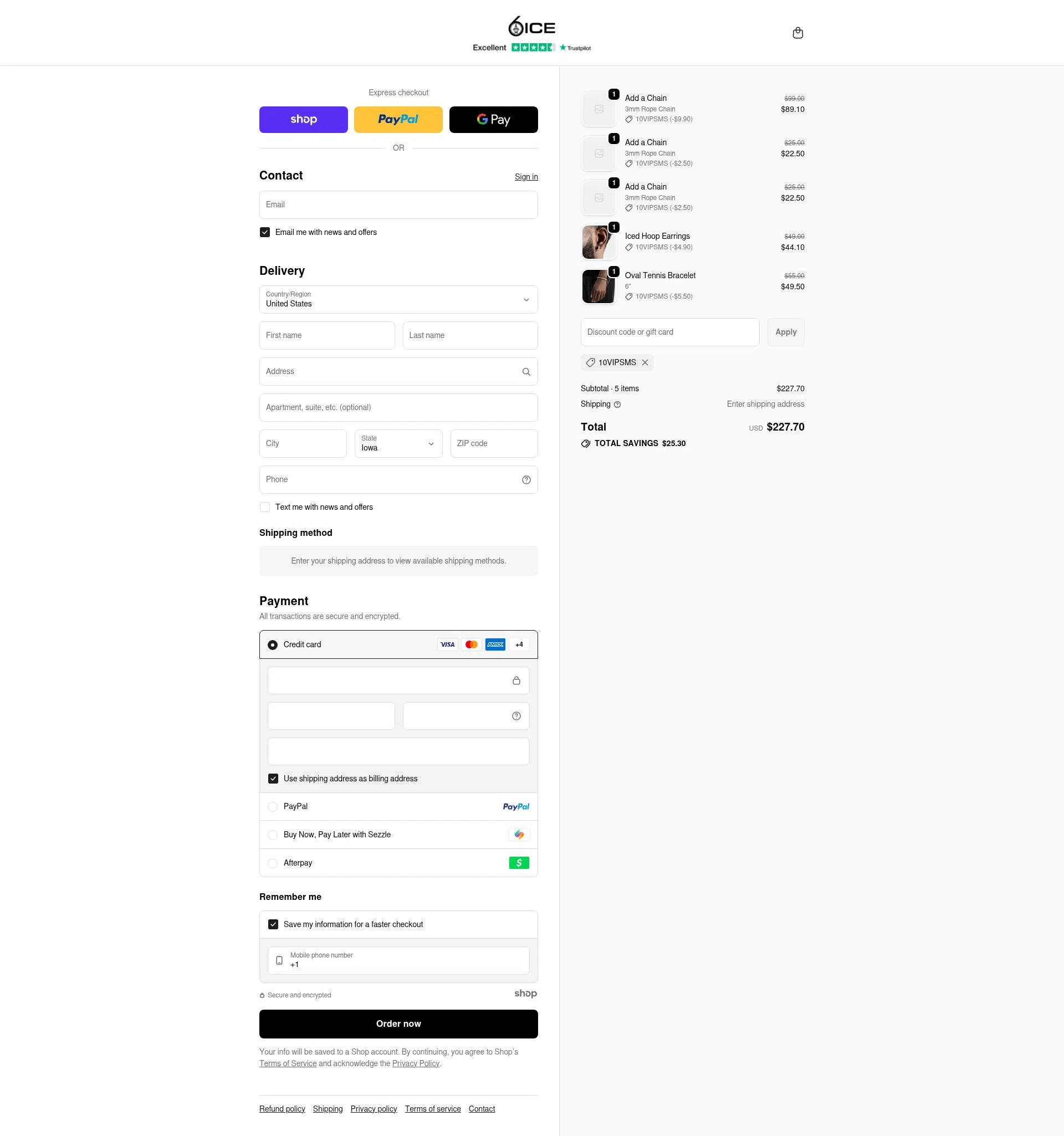 6ix Ice checkout page showing 6ix Ice discount code box | Screenshot taken by SimplyCodes community member on Dec 11, 2025