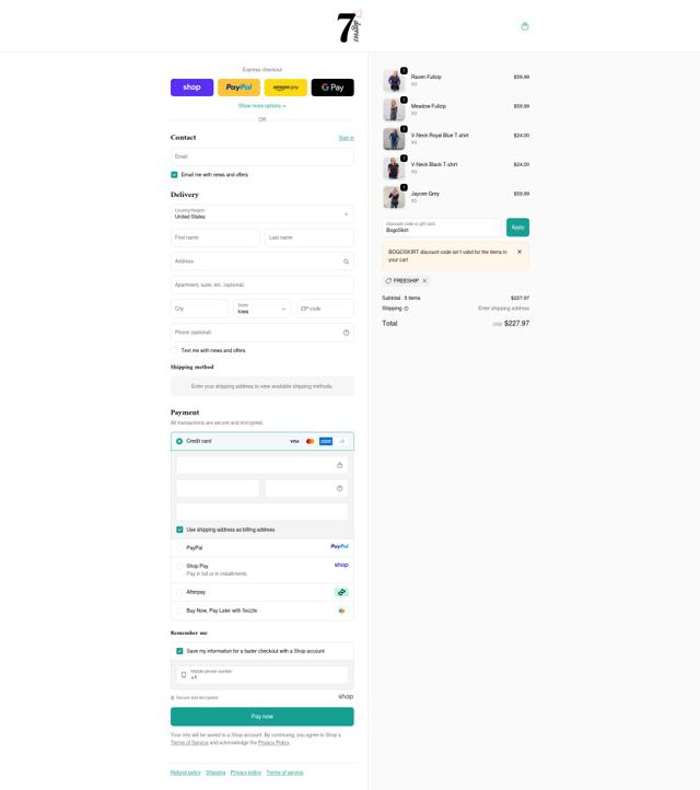 7 Degrees checkout page showing 7 Degrees promo code box | Screenshot taken by SimplyCodes community member on Oct 2, 2025