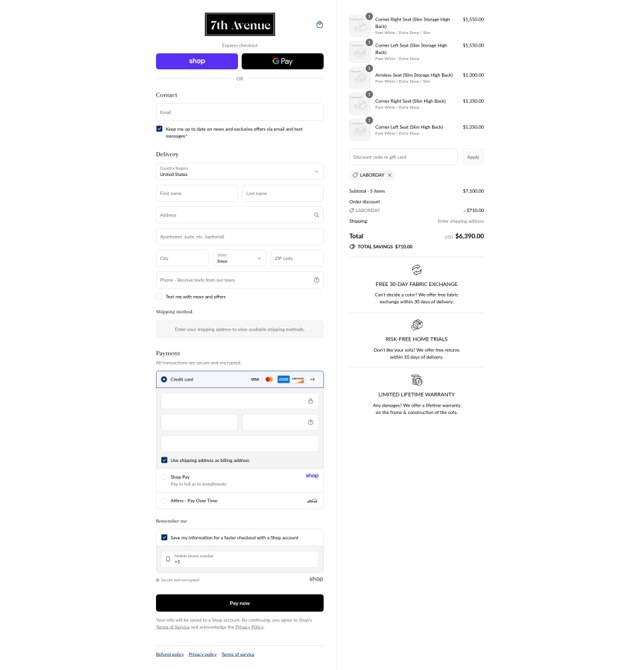 7th Avenue checkout page showing 7th Avenue promo code box | Screenshot taken by SimplyCodes community member on Aug 30, 2025