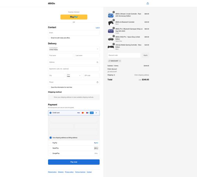 8BitDo checkout page showing 8BitDo discount code box | Screenshot taken by SimplyCodes community member on Aug 26, 2025