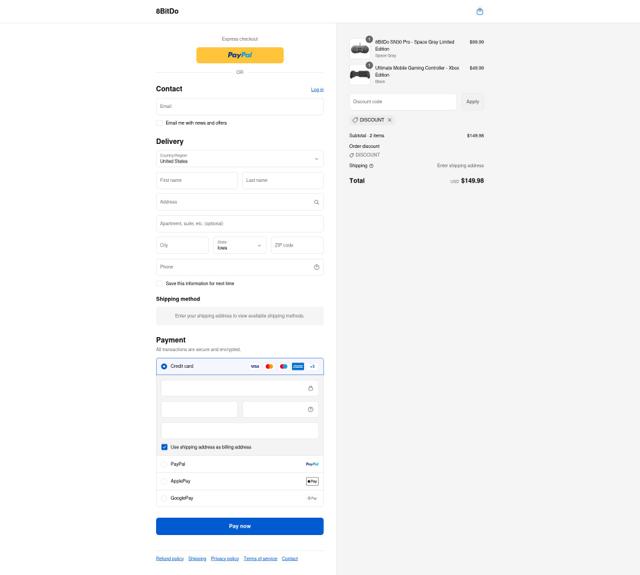 8BitDo checkout page showing 8BitDo discount code box | Screenshot taken by SimplyCodes community member on Sep 7, 2025