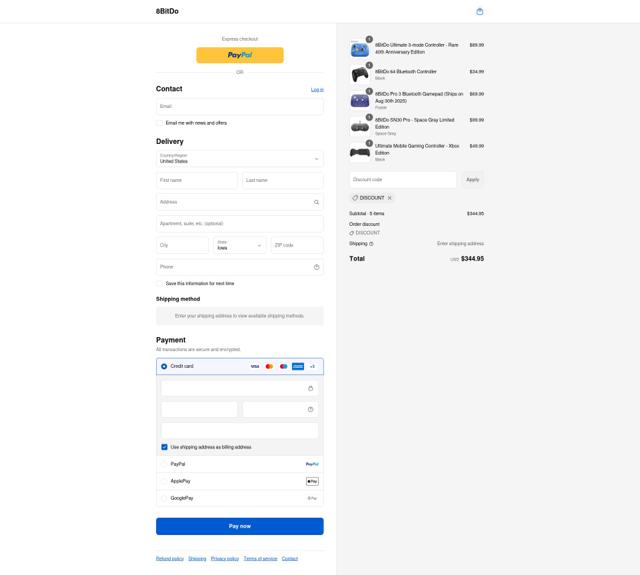 8BitDo checkout page showing 8BitDo discount code box | Screenshot taken by SimplyCodes community member on Aug 30, 2025