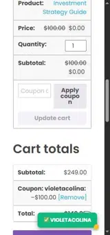 VIOLETACOLINA coupon verification screenshot