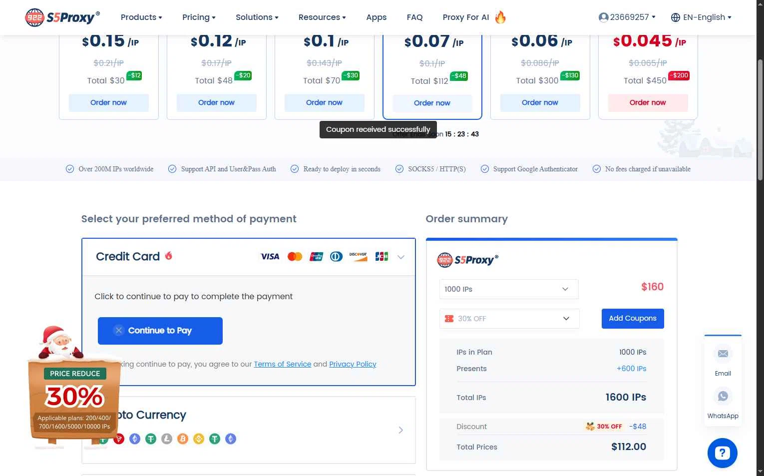 922S5 checkout page showing 922S5 promo code box | Screenshot taken by SimplyCodes community member on Jan 21, 2026