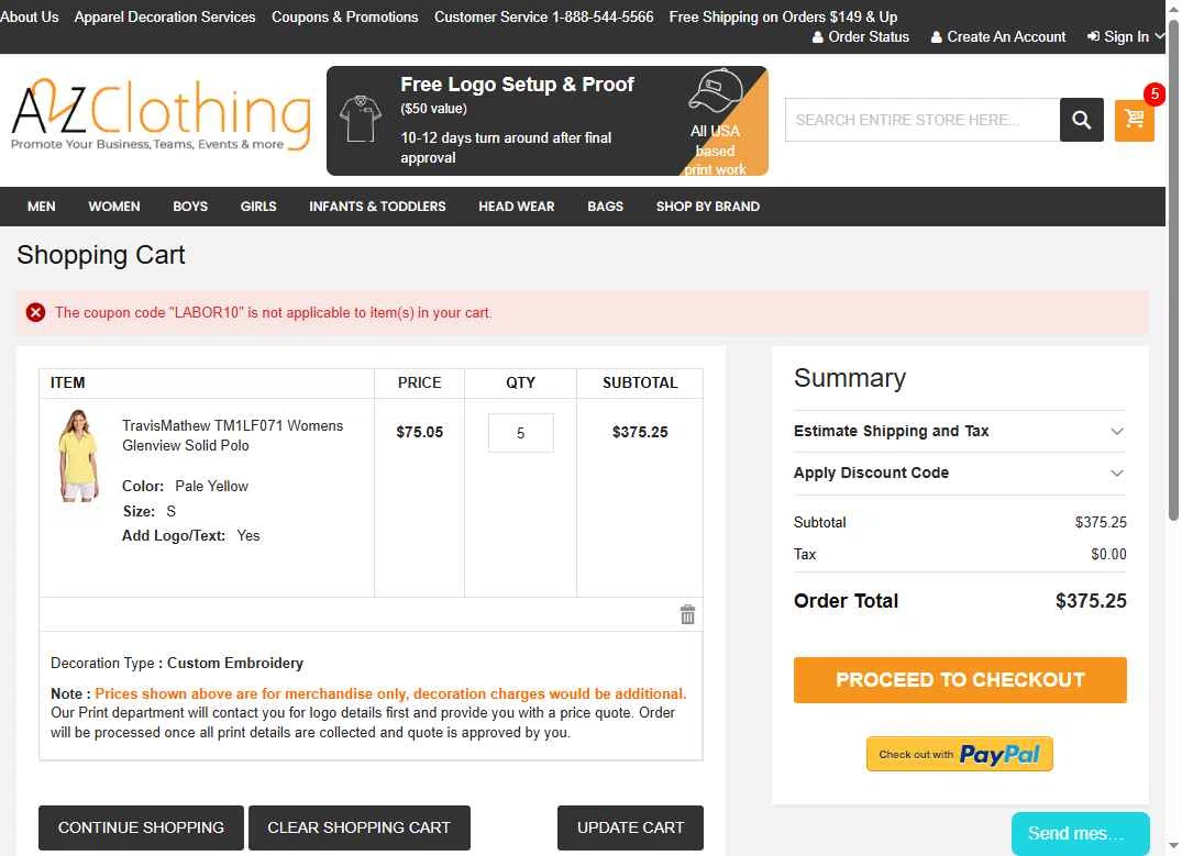 A2ZClothing checkout page showing A2ZClothing promo code box | Screenshot taken by SimplyCodes community member on Dec 24, 2025