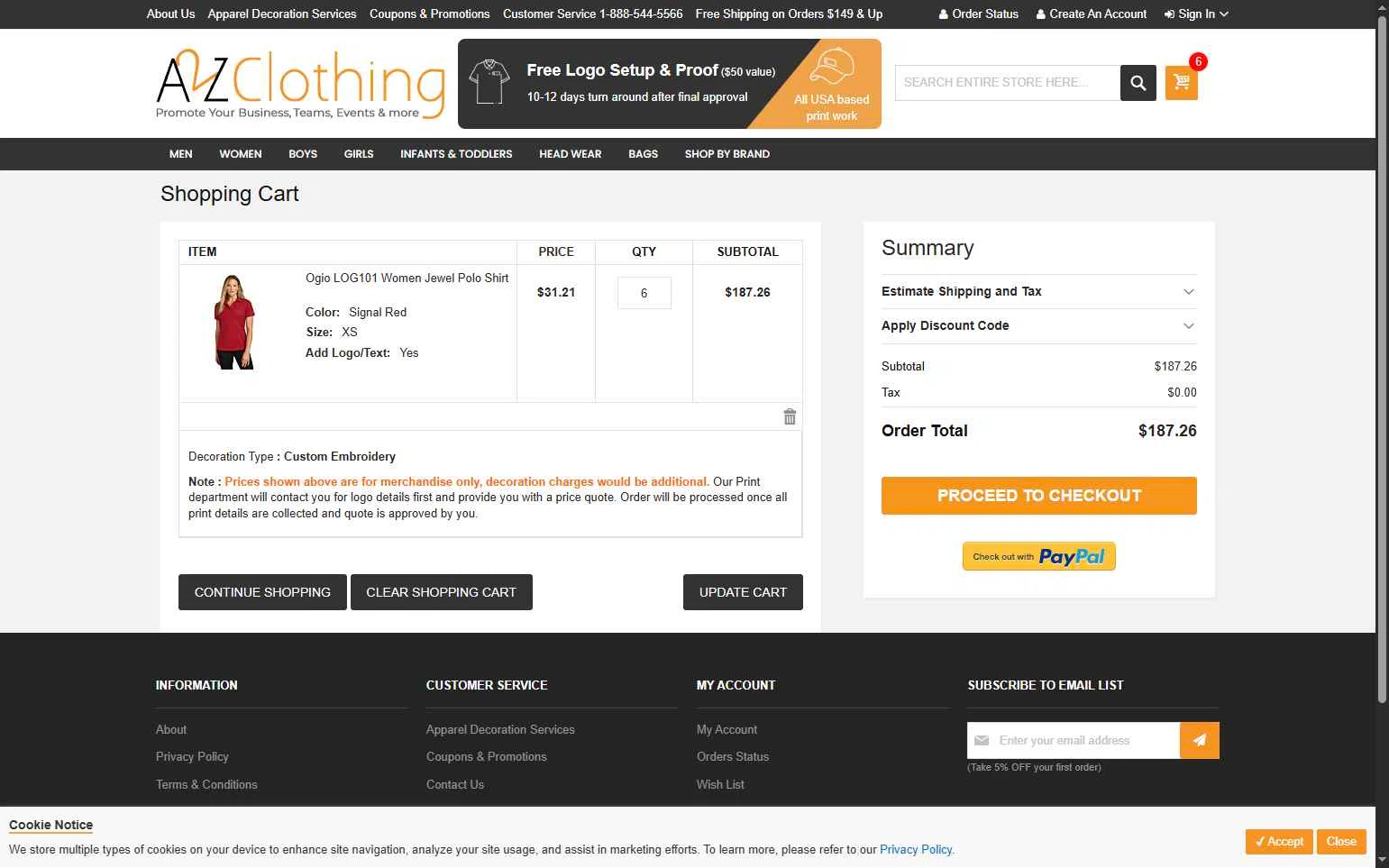 A2ZClothing checkout page showing A2ZClothing promo code box | Screenshot taken by SimplyCodes community member on Nov 14, 2025