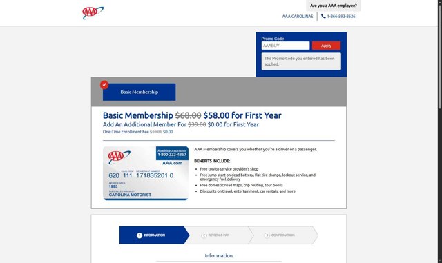 AAA checkout page showing AAA promo code box | Screenshot taken by SimplyCodes community member on Aug 23, 2025