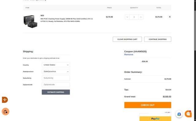 AAAWAVE checkout page showing AAAWAVE coupon code box | Screenshot taken by SimplyCodes community member on Aug 31, 2025