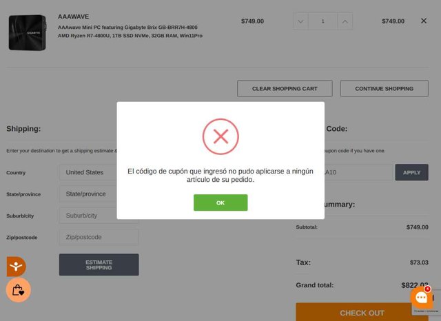 AAAWAVE checkout page showing AAAWAVE coupon code box | Screenshot taken by SimplyCodes community member on Aug 2, 2025