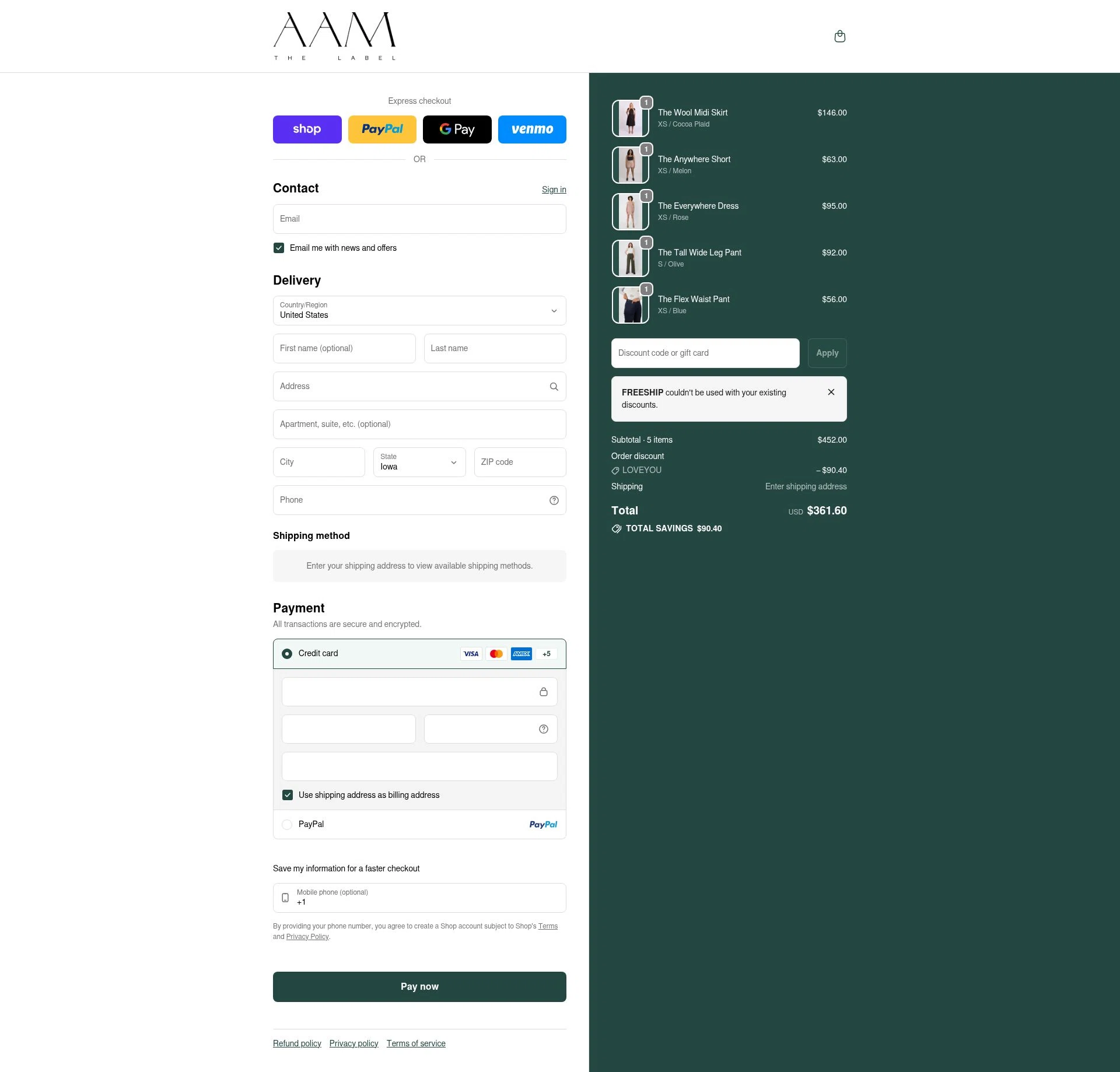 AAM checkout page showing AAM discount code box | Screenshot taken by SimplyCodes community member on Feb 12, 2026