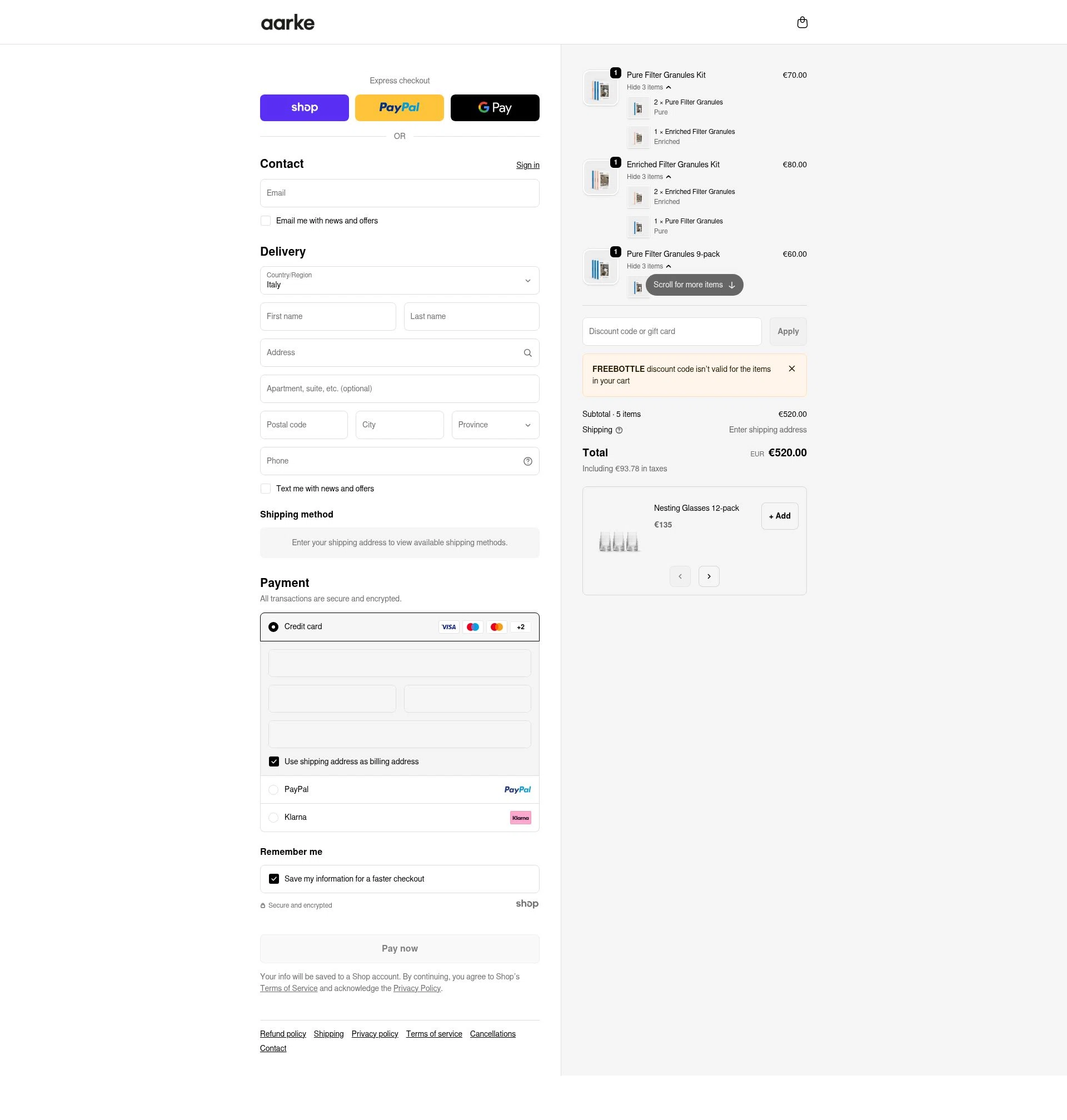 Aarke checkout page showing Aarke discount code box | Screenshot taken by SimplyCodes community member on Jan 26, 2026