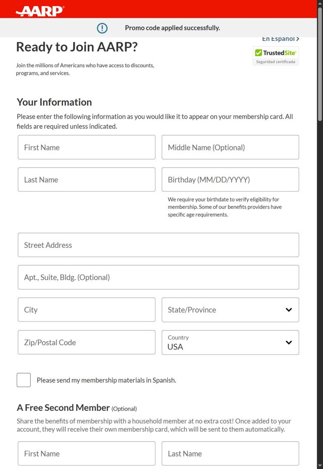 AARP checkout page showing AARP promo code box | Screenshot taken by SimplyCodes community member on Aug 20, 2025