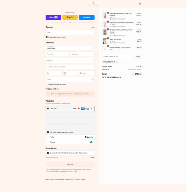 Abbey Glass checkout page showing Abbey Glass discount code box | Screenshot taken by SimplyCodes community member on Jul 15, 2025